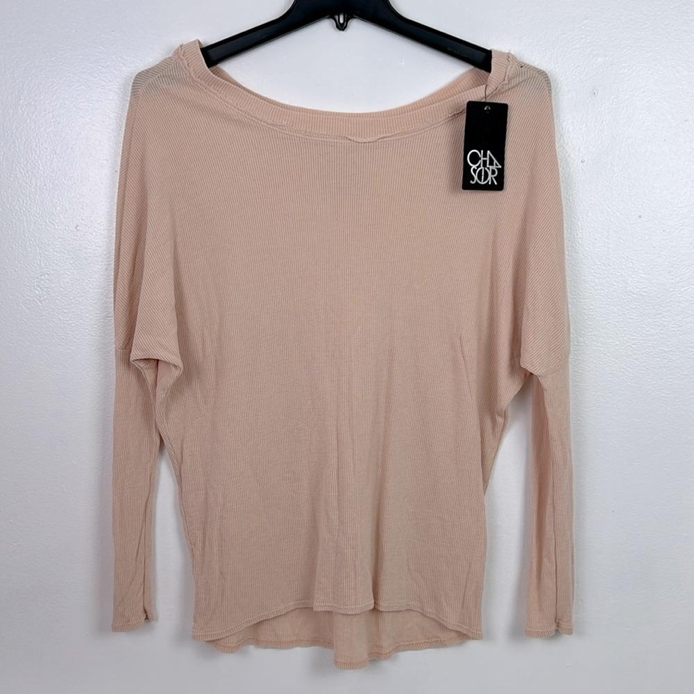 Chaser‎ New Women’s Small Waffle Knit Dolman Long Sleeve 
Bateau Neckline Top